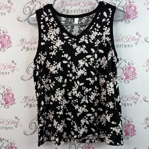 Flora Nikrooz tank top flowers color block Black and White Floral Tank Top